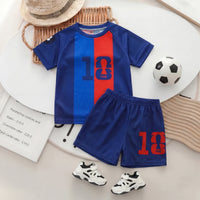 Boys Royal Blue Colorblocked Short Sleeve T-Shirt With Shorts Sets 2 pc. Sets Royal Blue 3-4 Y