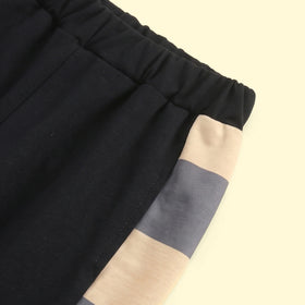 Boys Black Striped Elasticated Pants Pants
