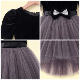 Girls Black Solid High-Low Party Dress Party Dresses