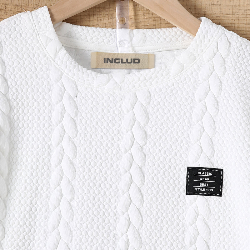 Boys Cable Knit Textured T-shirt & Shorts Set Sets