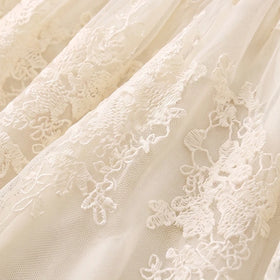 Girls Cream Floral Lace Long Sleeve A-Line Dress Casual Dresses