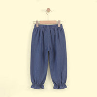 Girls Blue Embroidered Denim Pants Pants