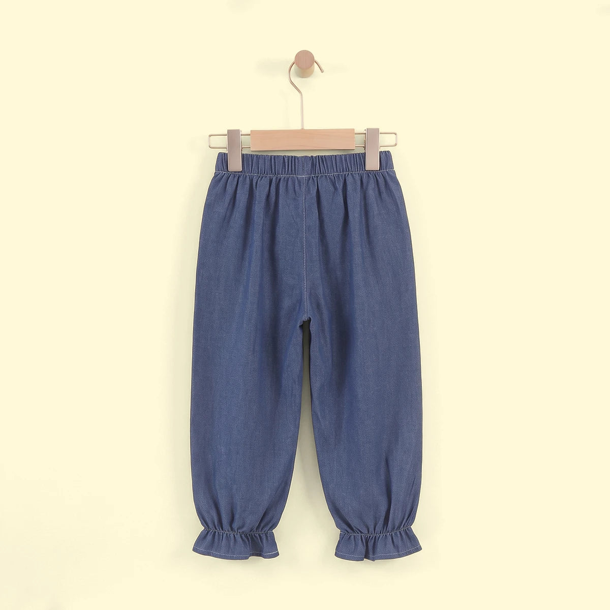 Girls Blue Embroidered Denim Pants Pants