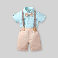 Boys Short Sleeve Shirt With Suspender Shorts Set 2 pc. Sets   