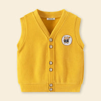 Boys Yellow Sleeveless Sweater Cardigan Sweaters & Cardigans