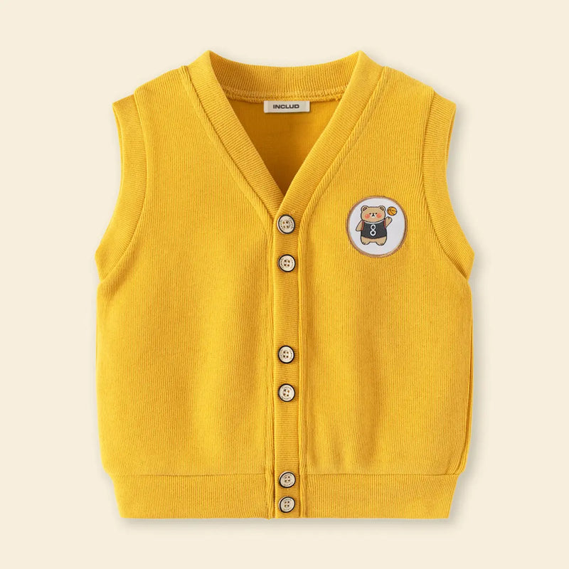 Boys Yellow Sleeveless Sweater Cardigan Sweaters & Cardigans