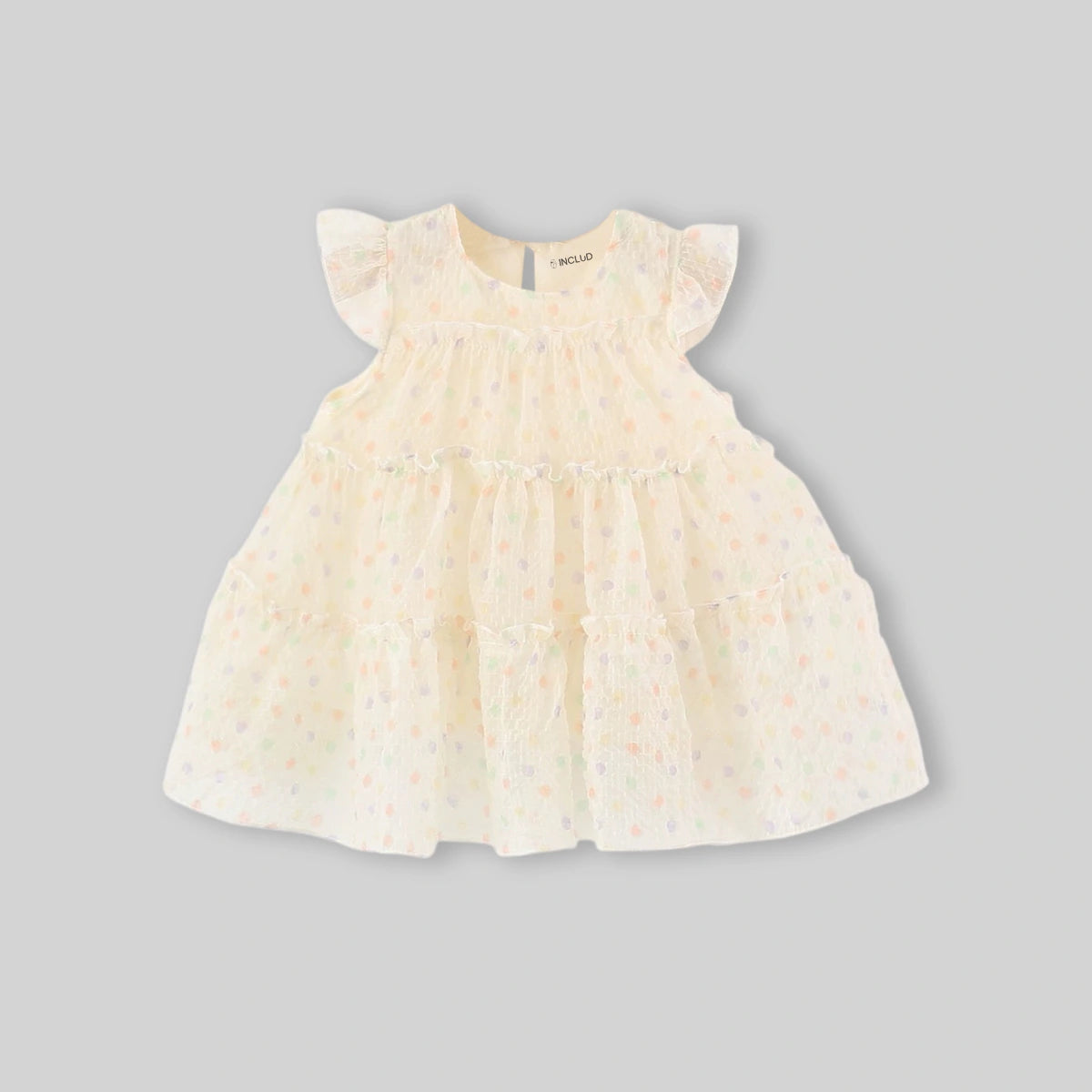 Girls Apricot Polka Dot Print A-Line Dress Casual Dresses