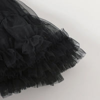 Girls 3D Flowers Applique Top With Black Tiered Tulle Skirts Set Sets