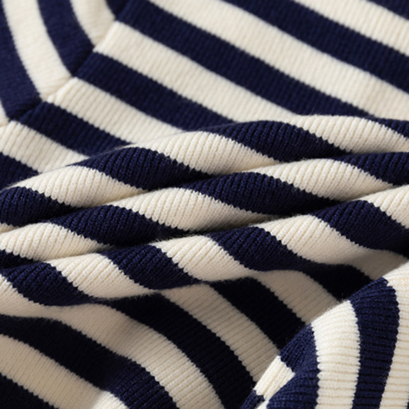 Boys Apricot Polo Sweater With Self-Design Stripe Patterns Sweaters & Cardigans
