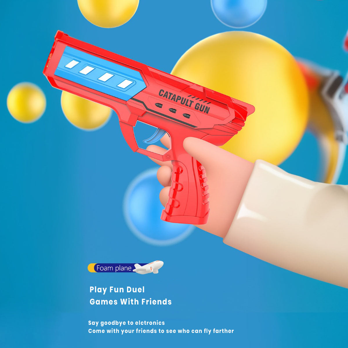Kids Blue Airplane Launcher Gun with Foam Planes Trending Accessories