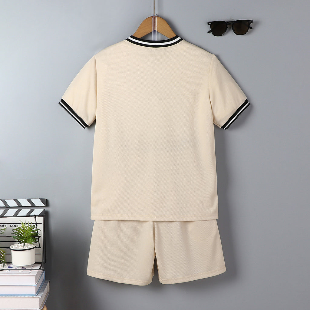 Boys Apricot Typographic Printed Shirt With Shorts Set 2 pc. Sets
