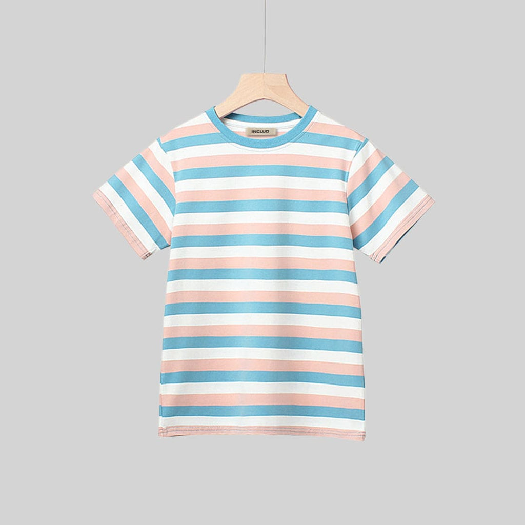 Girls Striped Short Sleeves T-shirt Tshirts   
