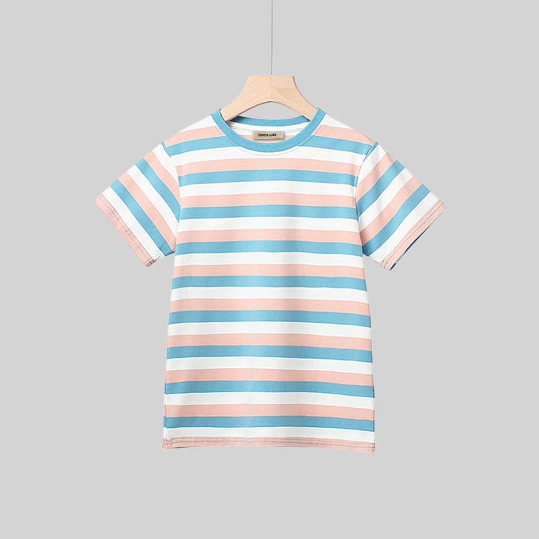 Girls Striped Short Sleeves T-shirt Tshirts   