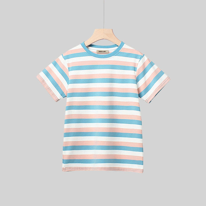 Girls Striped Short Sleeves T-shirt Tshirts   