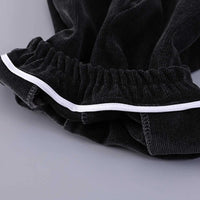 Boys Black Faux Leather Jacket With Striped Hooded Sweatshirt & Jogger Sets Sets