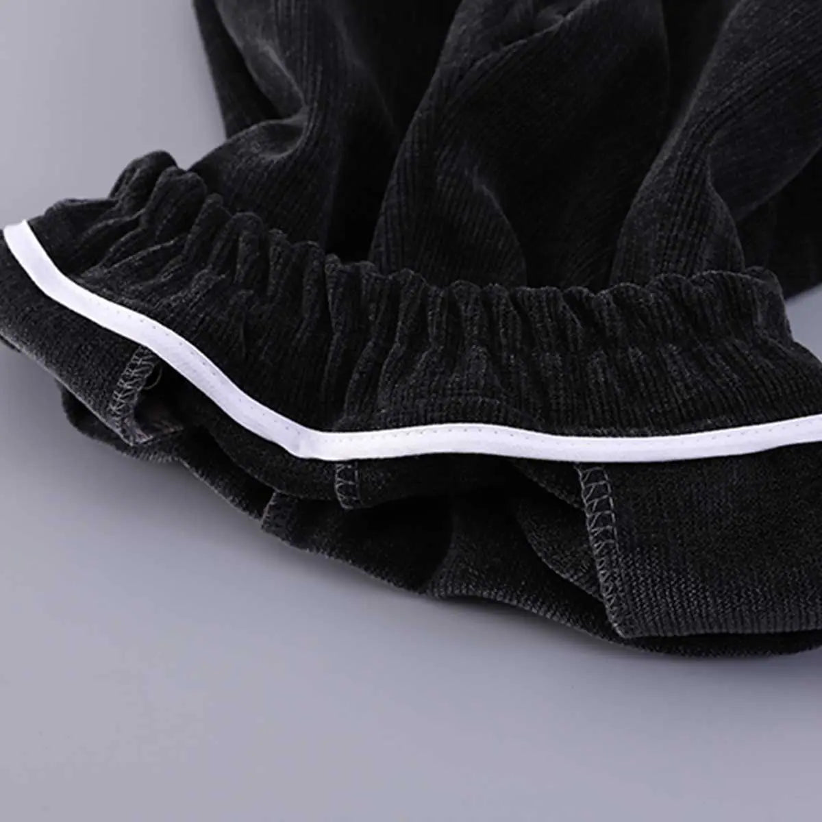 Boys Black Faux Leather Jacket With Striped Hooded Sweatshirt & Jogger Sets Sets