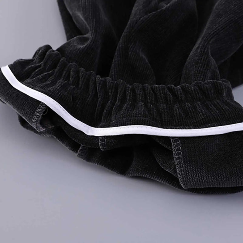 Boys Black Faux Leather Jacket With Striped Hooded Sweatshirt & Jogger Sets Sets