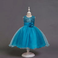 Girls Blue Sequin Embellished Fit & Flare Party Wear Dress Party Dresses Blue 2-3 Y