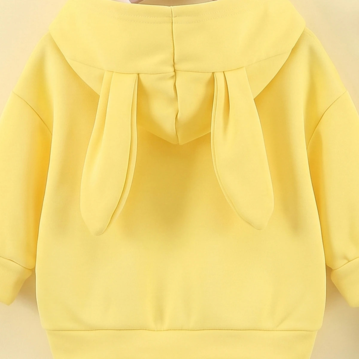 Girls Yellow Solid Rabbit Applique Hooded Sweatshirt With joggers Set 2 pc. Sets