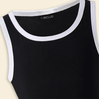 Girls Black Solid Sleeveless Maxi Dress With Contrast Trims Details Casual Dresses