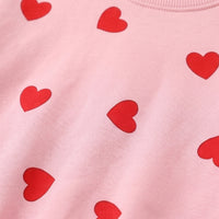 Girls Pink Heart Printed Sweatshirt & Pants Co-ord Sets Sets