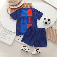 Boys Royal Blue Colorblocked Short Sleeve T-Shirt With Shorts Sets 2 pc. Sets