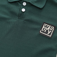 Boys Dark Green Typographic Printed Short Sleeve Polo T-Shirt With Shorts Sets 2 pc. Sets
