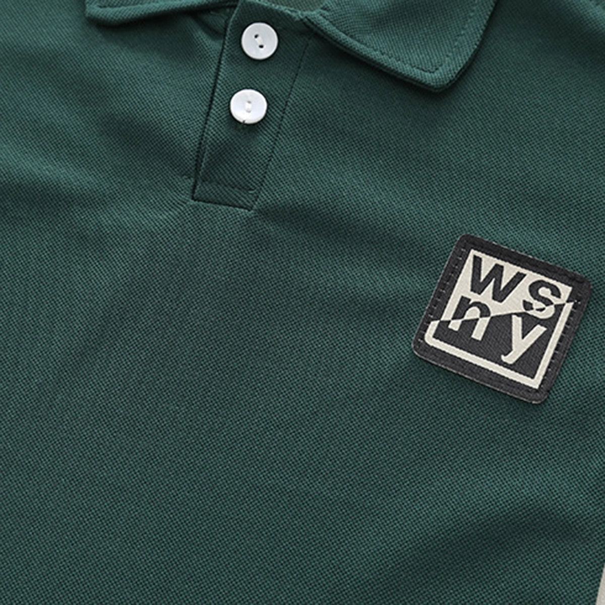 Boys Dark Green Typographic Printed Short Sleeve Polo T-Shirt With Shorts Sets 2 pc. Sets