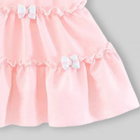 Girls Light Pink Tiered A-Line Dress With Bows Details Casual Dresses