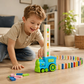 Blue Automatic Domino Train Building Toy Trending Accessories