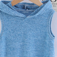 Boys Blue Knitted Hooded Vest Vests