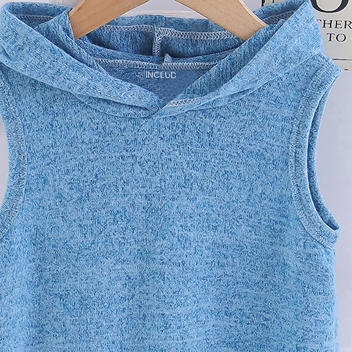 Boys Blue Knitted Hooded Vest Vests