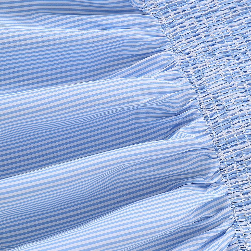 Girls Blue Stripes Sleeveless Summer Tops With Bow Tops