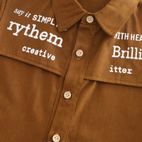 Boys Brown Typographic Printed Shirt With Denim Pants Set 2 pc. Sets