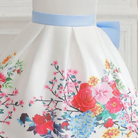 Girls White Floral Print Flutter Sleeve Fit & Flare Party Wear Dress Party Dresses