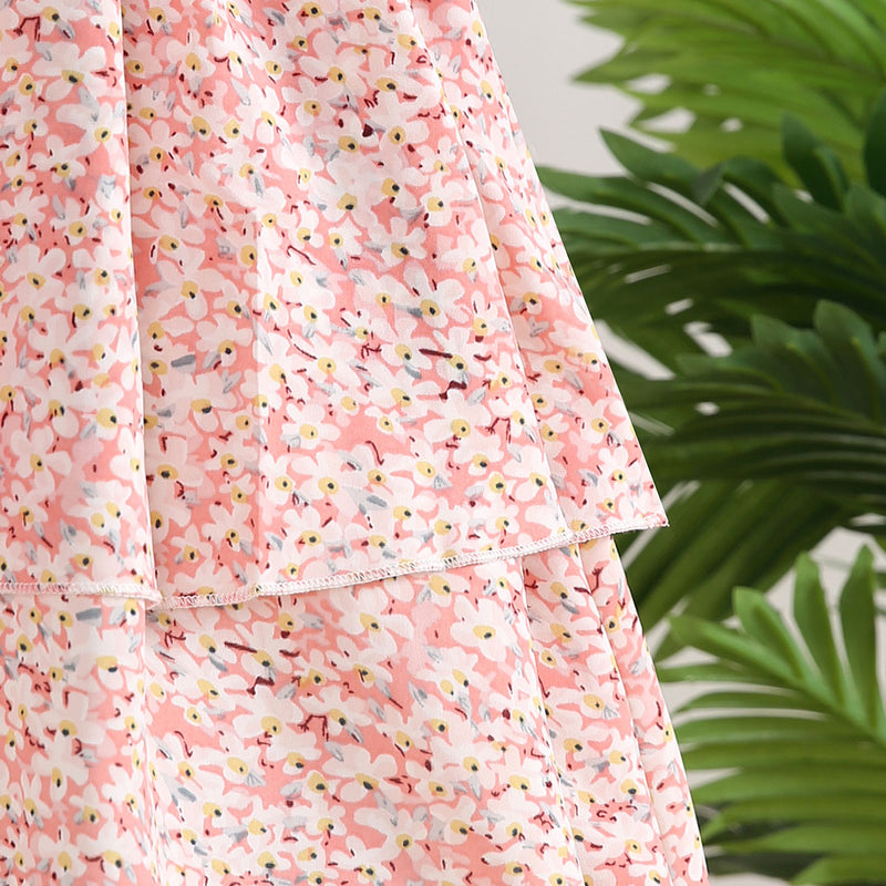 Girls Pink Floral Fit & Flare Summer Casual Dresses Casual Dresses