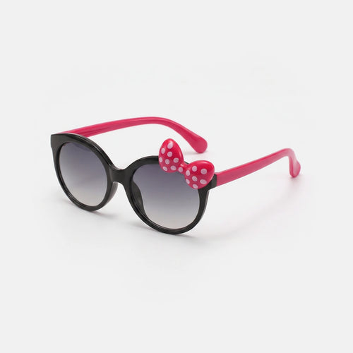 Girls Black Polka Dot Bow Round Sunglasses Sunglasses Black Onesize