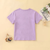 Girls Purple Short Sleeve Girl Graphic Print T-Shirt Tshirts