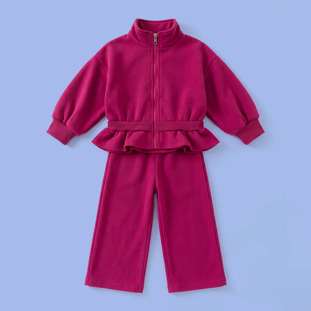 Girls Fuchsia Long Sleeve Jacket With Pants Sets 2 pc. Sets Fuchsia 1-2 Y