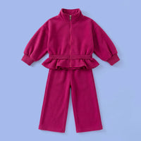 Girls Fuchsia Long Sleeve Jacket With Pants Sets 2 pc. Sets Fuchsia 1-2 Y
