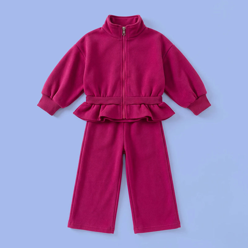 Girls Fuchsia Long Sleeve Jacket With Pants Sets 2 pc. Sets Fuchsia 1-2 Y