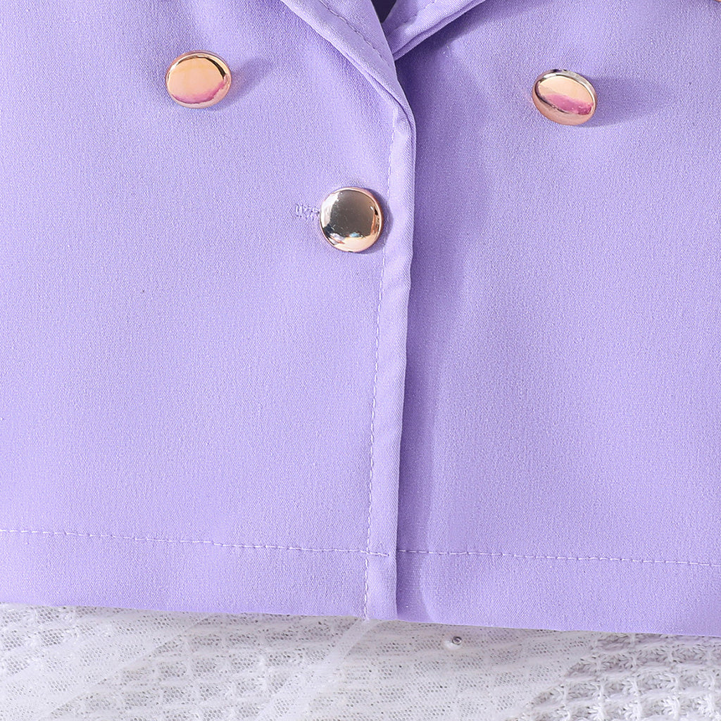 Girls Purple Short Sleeve Top With Butterfly Applique Sleeveless Dress Casual Dresses