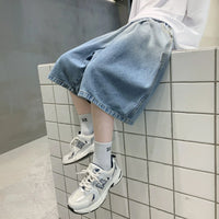 Boys Light Blue Elasticated Relaxed Fit Denim Shorts Shorts