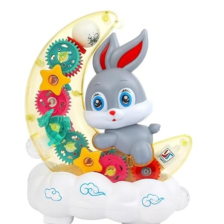 Transparent Rabbit Gear Toy, Lights & Music for Kids Fun Learning Play Trending Accessories Style 1