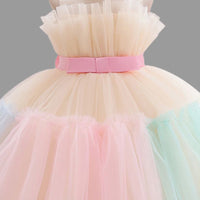 Girls Sleeveless Multi Colour Layered Party Dress Party Dresses   