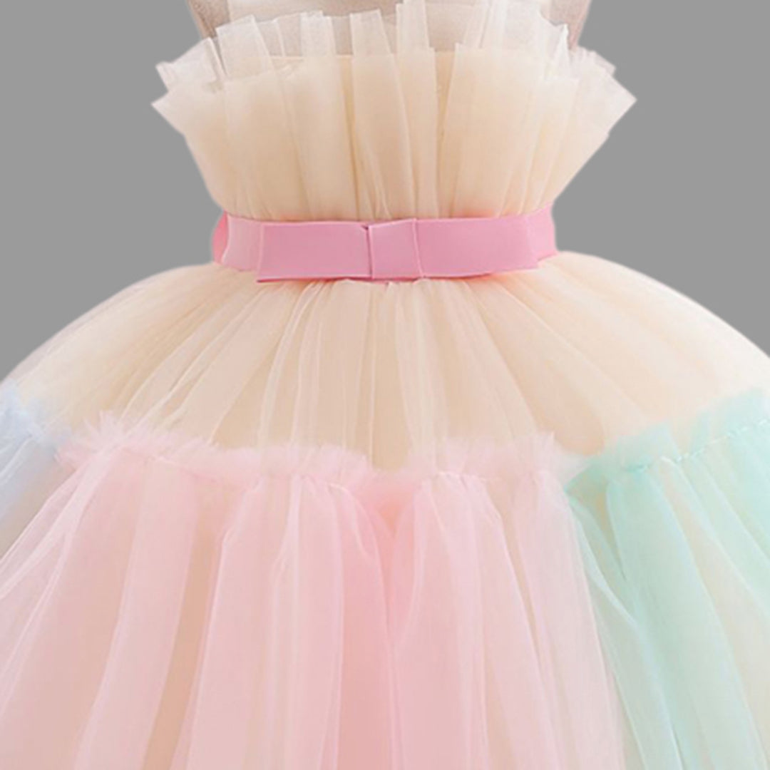 Girls Sleeveless Multi Colour Layered Party Dress Party Dresses   