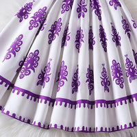 Girls Purple Ethnic Print Sleeveless Top With Skirt Sets 2 pc. Sets