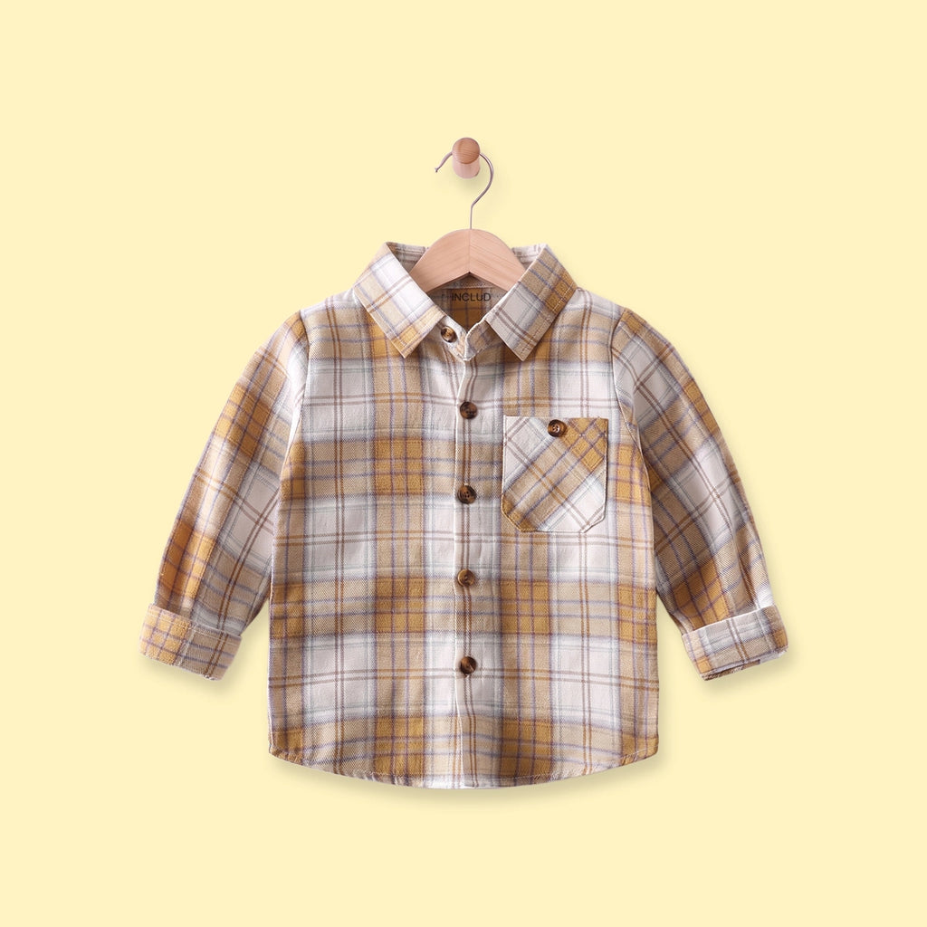 Boys Multicolor Checked Long Sleeve Shirt Shirts Multicolor 1-2 Y