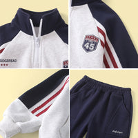 Boys Light Grey Typography Raglan Sleeve Sweatshirt & Joggers Sets 2 pc. Sets