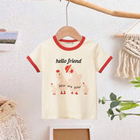 Boys Cream Graphic Short Sleeve T-Shirt Tshirts Cream 1-2 Y
